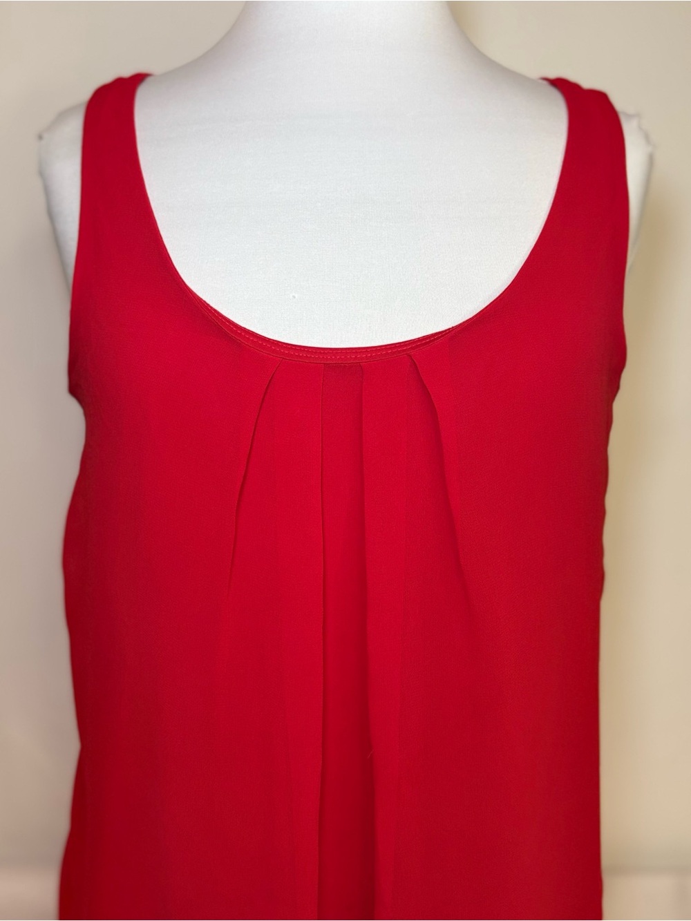 Express Red Sleeveless Pleated Tank Top